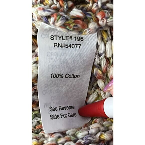 CAbi Pastel Open Crochet Knit Sweater Top Shirt 100% Cotton Multicolor Women’s M - Picture 7 of 9